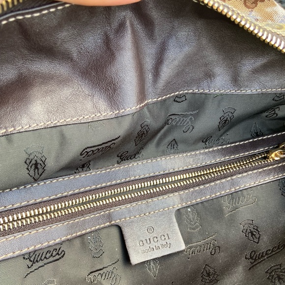 Gucci Top Handle Hysteria Bag Crystal Coated Large Beige Patent Gg Canvas Tote - Picture 11 of 12